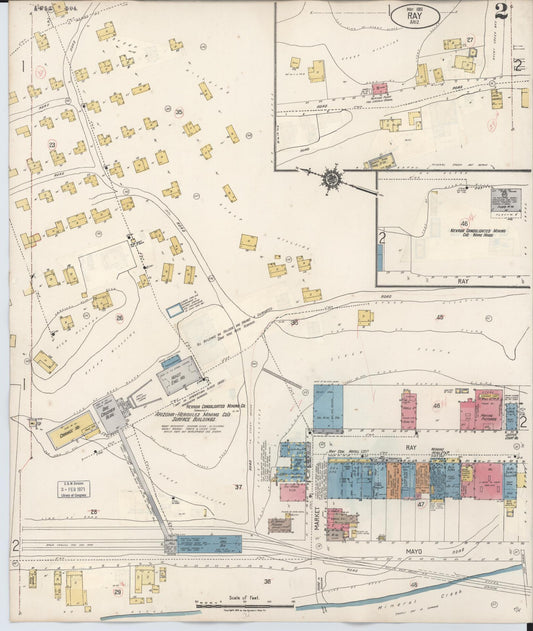 Sanborn Fire Insurance Map from Ray, Pinal County, Arizona (1931), Sheet #0002 - Historic Sanborn Fire Insurance Map Print, vintage old map wall art, antique decor, genealogy gift, Arizona Arizona map