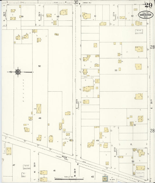Sanborn Fire Insurance Map from Vancouver, Clark County, Washington (1911), Sheet #0029 - Historic Sanborn Fire Insurance Map Print, vintage old map wall art, antique decor, genealogy gift, Washington Washington map