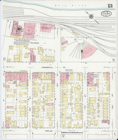 Sanborn Fire Insurance Map from Cairo, Alexander County, Illinois (1914), Sheet #0013 - Complete Map Set gallery image, historic Sanborn map, vintage wall art, Illinois Illinois
