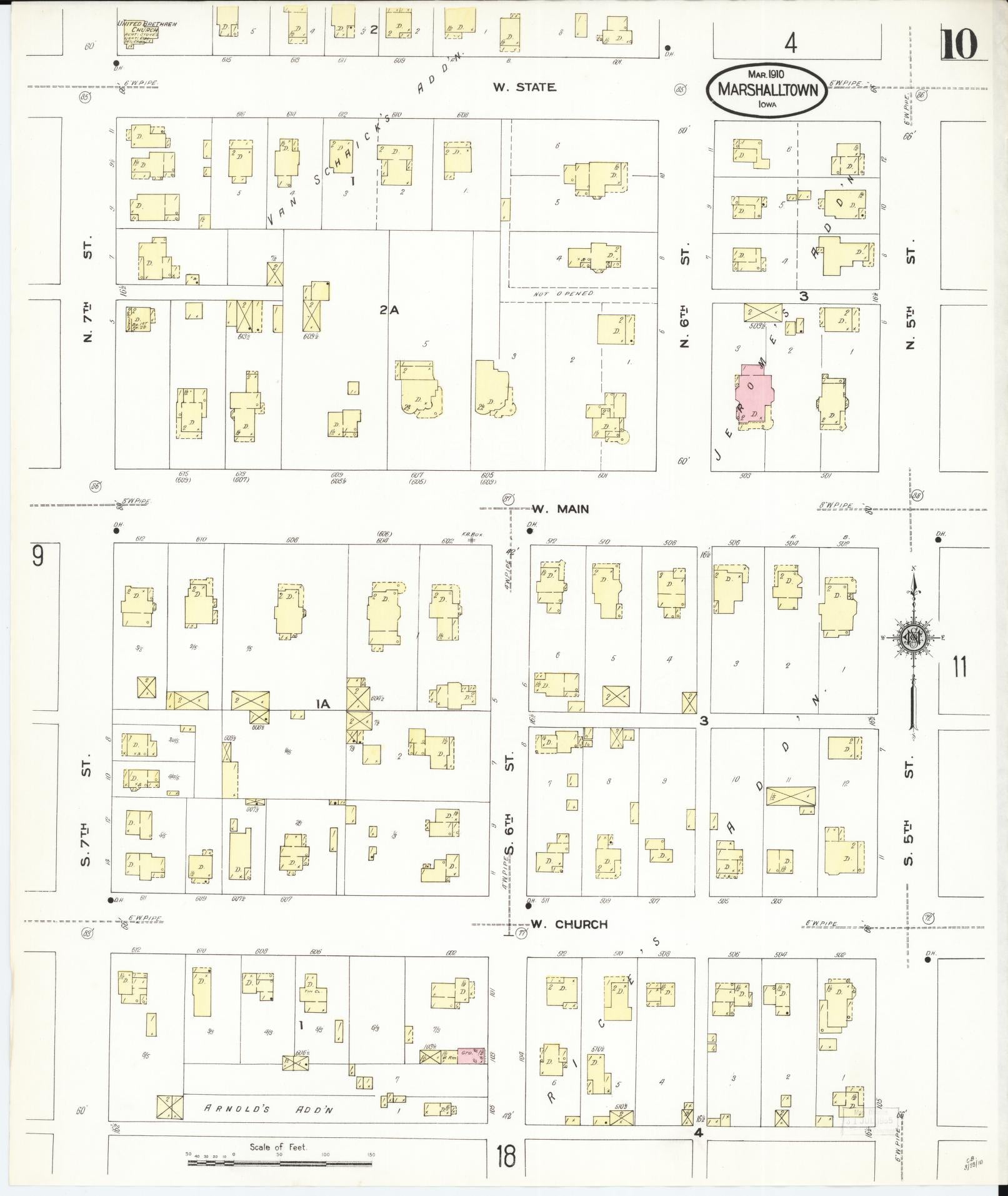 Sanborn Fire Insurance Map from Marshalltown, Marshall County, Iowa (1910), Sheet #0010 - Historic Sanborn Fire Insurance Map Print