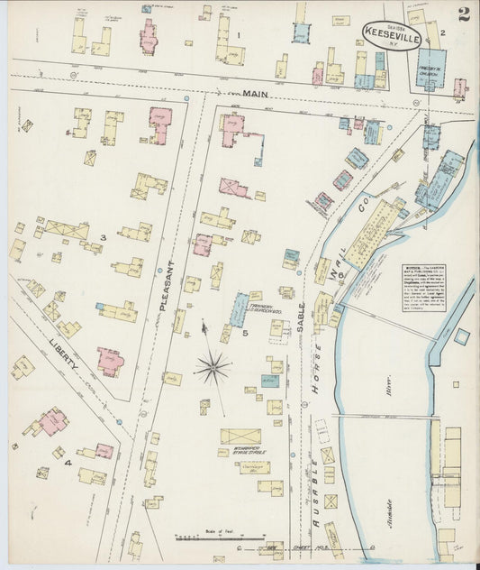 Sanborn Fire Insurance Map from Keeseville, Essex County, New York (1884), Sheet #0002 - Historic Sanborn Fire Insurance Map Print, vintage old map wall art, antique decor, genealogy gift, New York New York map