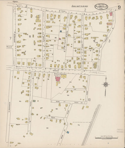 Sanborn Fire Insurance Map from Plainville, Hartford County, Connecticut (1922), Sheet #0009 - Complete Map Set gallery image, historic Sanborn map, vintage wall art, Connecticut Connecticut