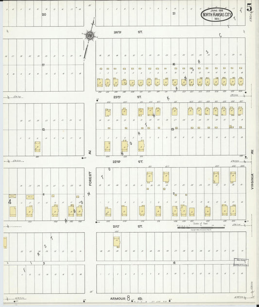 Sanborn Fire Insurance Map from North Kansas City, Clay County, Missouri (1918), Sheet #0005 - Historic Sanborn Fire Insurance Map Print, vintage old map wall art, antique decor, genealogy gift, Missouri Missouri map