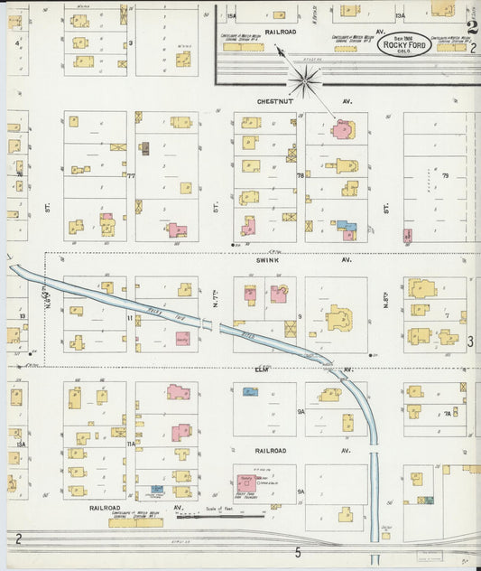 Sanborn Fire Insurance Map from Rocky Ford, Otero County, Colorado (1906), Sheet #0002 - Historic Sanborn Fire Insurance Map Print, vintage old map wall art, antique decor, genealogy gift, Colorado Colorado map