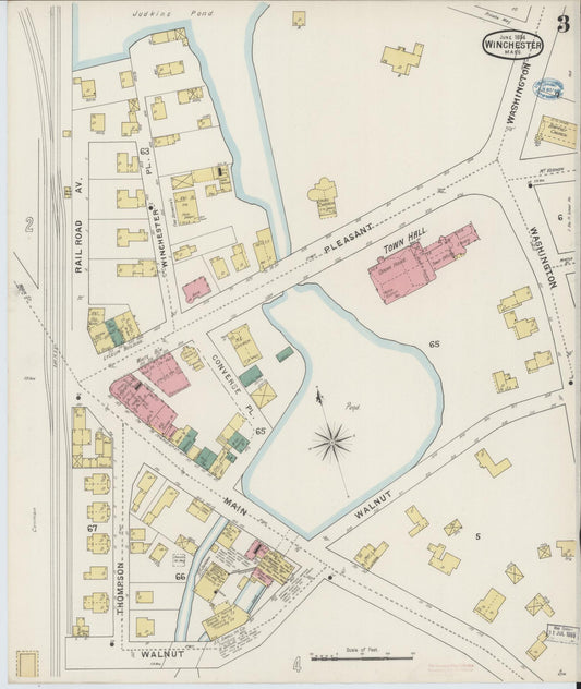 Sanborn Fire Insurance Map from Winchester, Middlesex County, Massachusetts (1894), Sheet #0003 - Historic Sanborn Fire Insurance Map Print, vintage old map wall art, antique decor, genealogy gift, Massachusetts Massachusetts map
