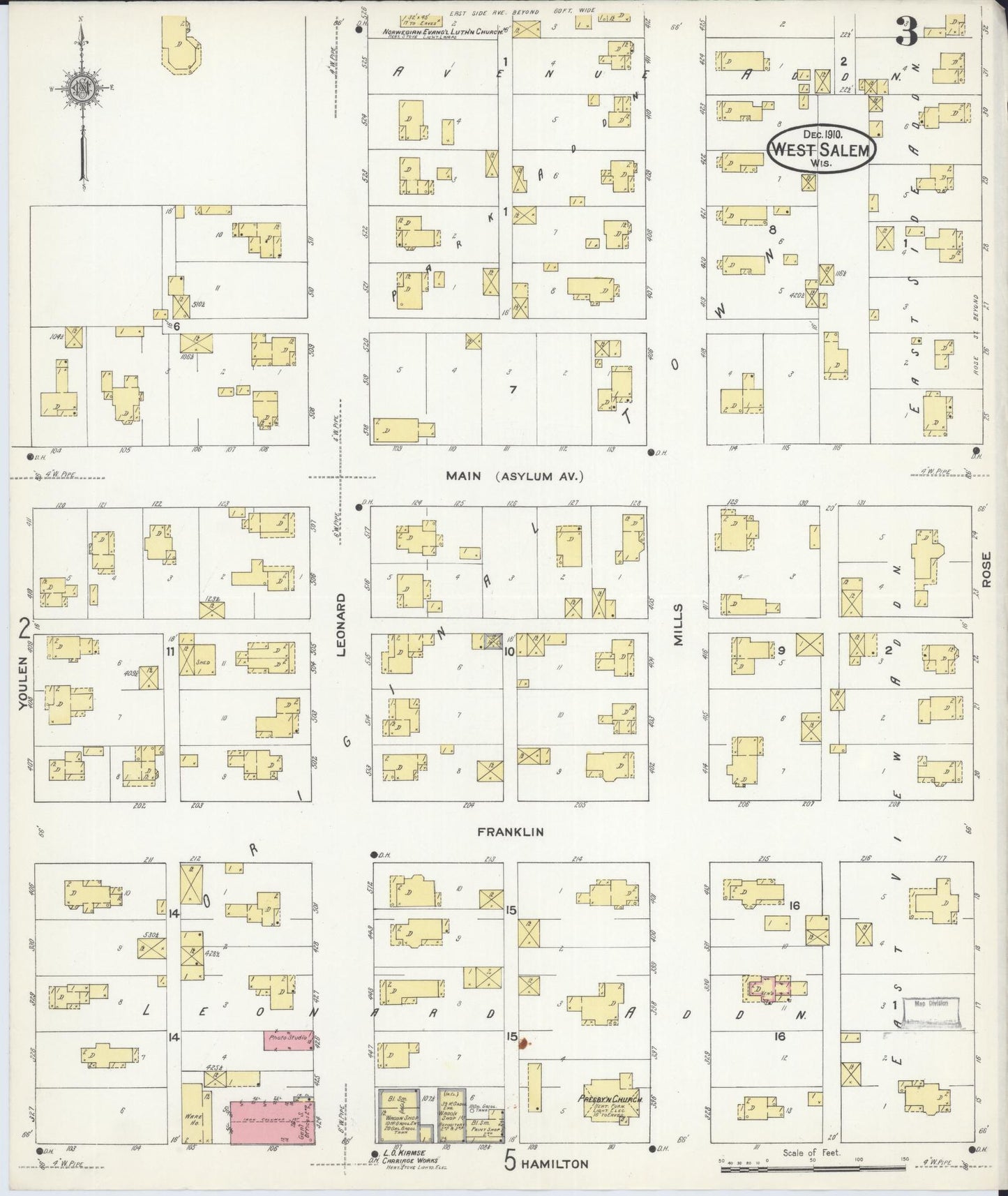 Sanborn Fire Insurance Map from West Salem, La Crosse County, Wisconsin (1910), Sheet #0003 - Complete Map Set gallery image, historic Sanborn map, vintage wall art, Wisconsin Wisconsin