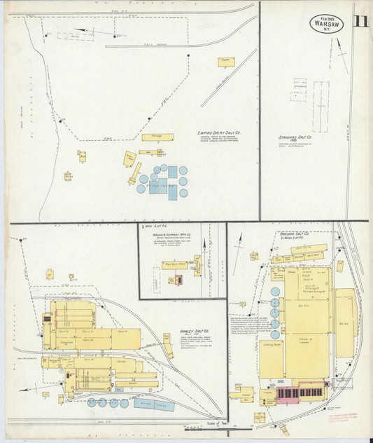 Sanborn Fire Insurance Map from Warsaw, Wyoming County, New York (1903), Sheet #0011 - Historic Sanborn Fire Insurance Map Print, vintage old map wall art, antique decor, genealogy gift, Warsaw Wyoming map