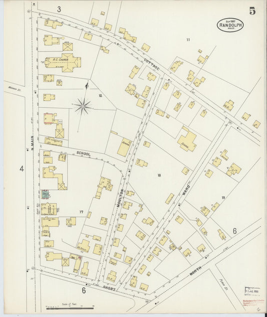 Sanborn Fire Insurance Map from Randolph, Norfolk County, Massachusetts (1897), Sheet #0005 - Historic Sanborn Fire Insurance Map Print, vintage old map wall art, antique decor, genealogy gift, Massachusetts Massachusetts map