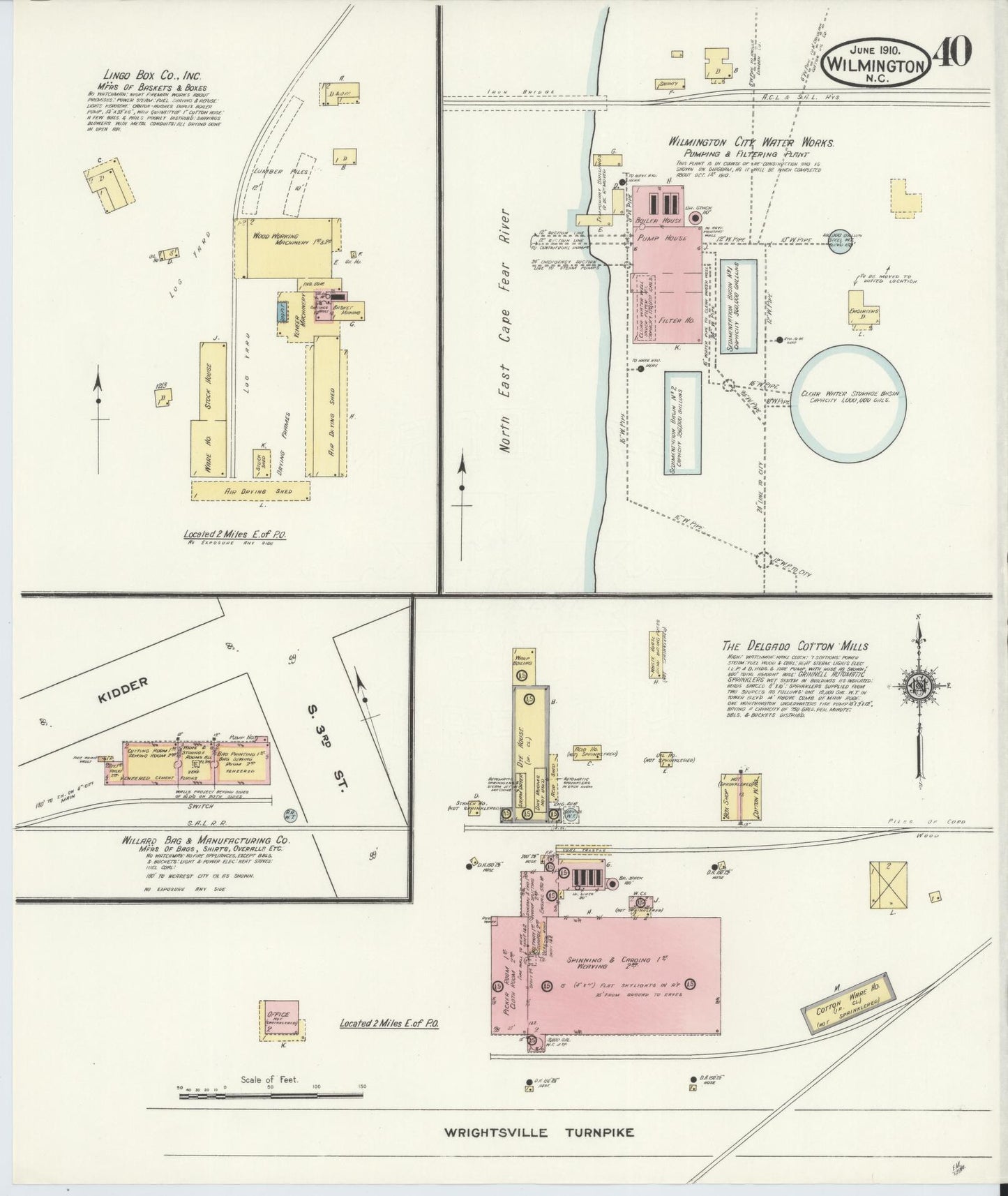 Sanborn Fire Insurance Map from Wilmington, New Hanover County, North Carolina (1910), Sheet #0040 - Complete Map Set gallery image, historic Sanborn map, vintage wall art, North Carolina North Carolina