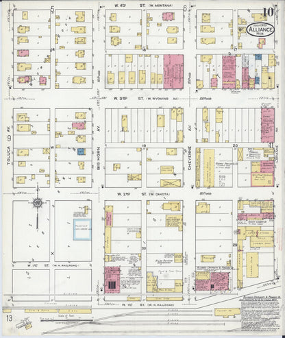 Sanborn Fire Insurance Map from Alliance, Box Butte County, Nebraska (1920), Sheet #0010 - Complete Map Set gallery image, historic Sanborn map, vintage wall art, Nebraska Nebraska