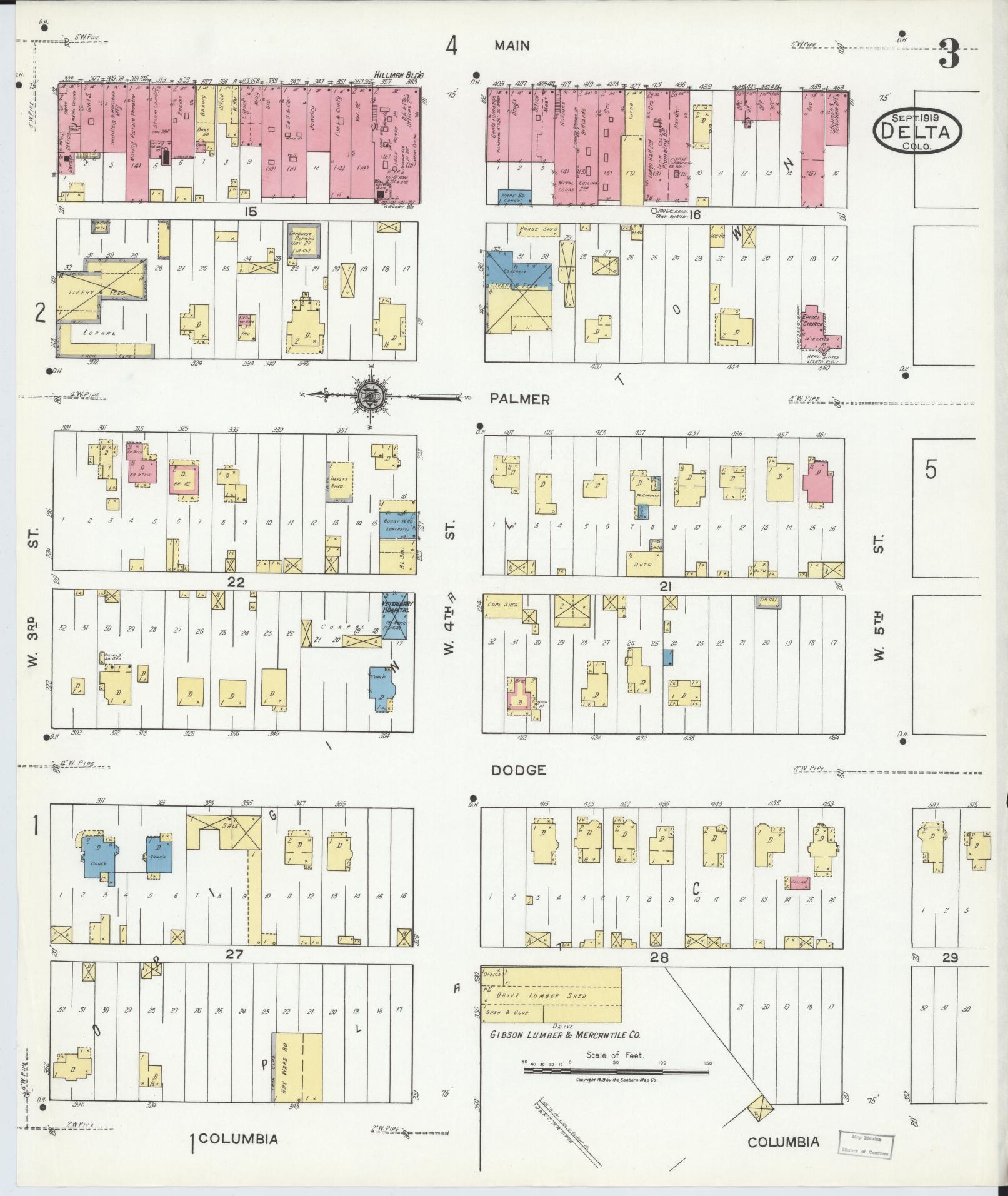 Sanborn Fire Insurance Map from Delta, Delta County, Colorado (1919), Sheet #0003 - Complete Map Set gallery image, historic Sanborn map, vintage wall art, Colorado Colorado