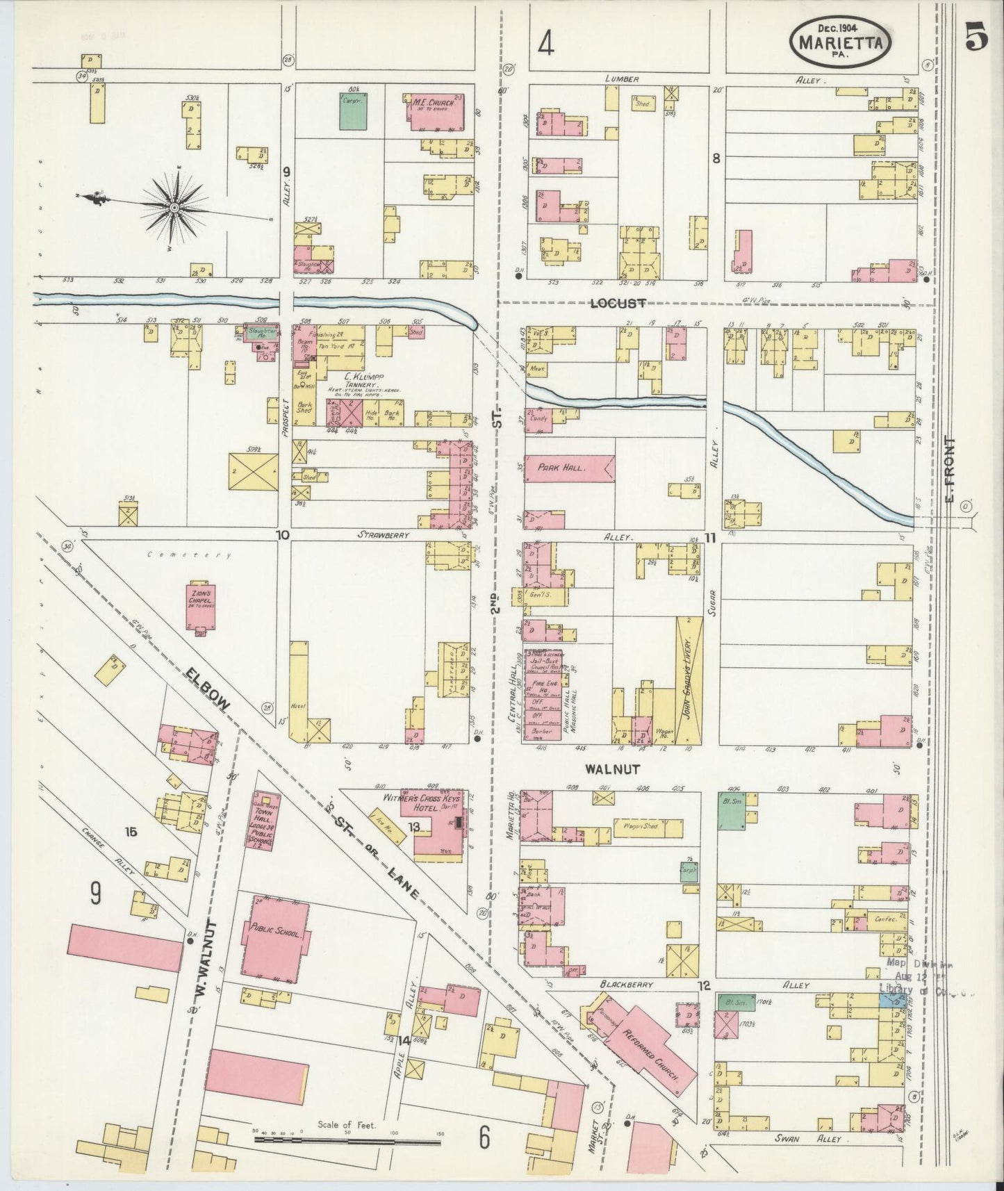 Sanborn Fire Insurance Map from Marietta, Lancaster County, Pennsylvania (1904), Sheet #0005 - Complete Map Set gallery image, historic Sanborn map, vintage wall art, Pennsylvania Pennsylvania