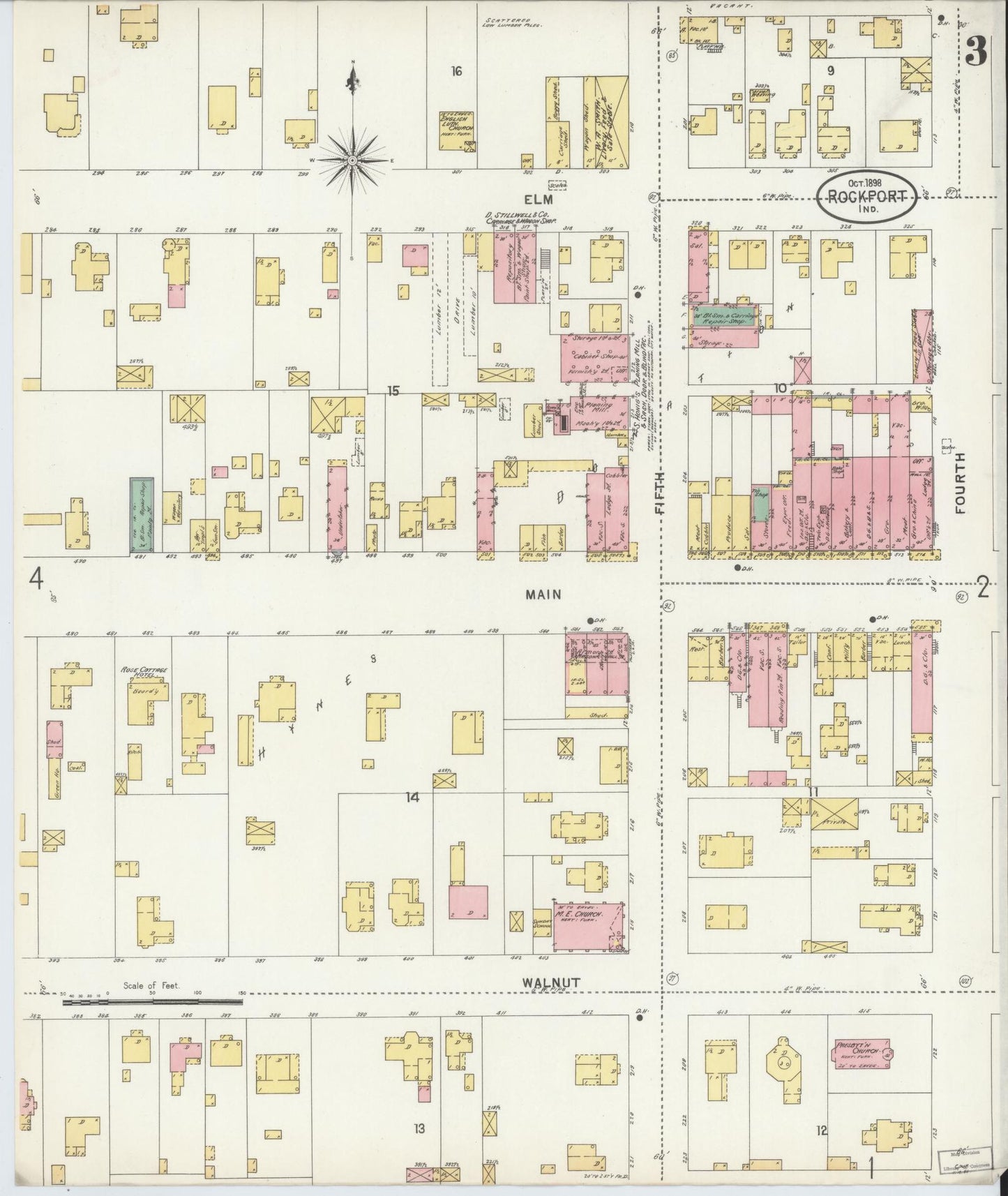 Sanborn Fire Insurance Map from Rockport, Spencer County, Indiana (1898), Sheet #0003 - Complete Map Set gallery image, historic Sanborn map, vintage wall art, Indiana Indiana