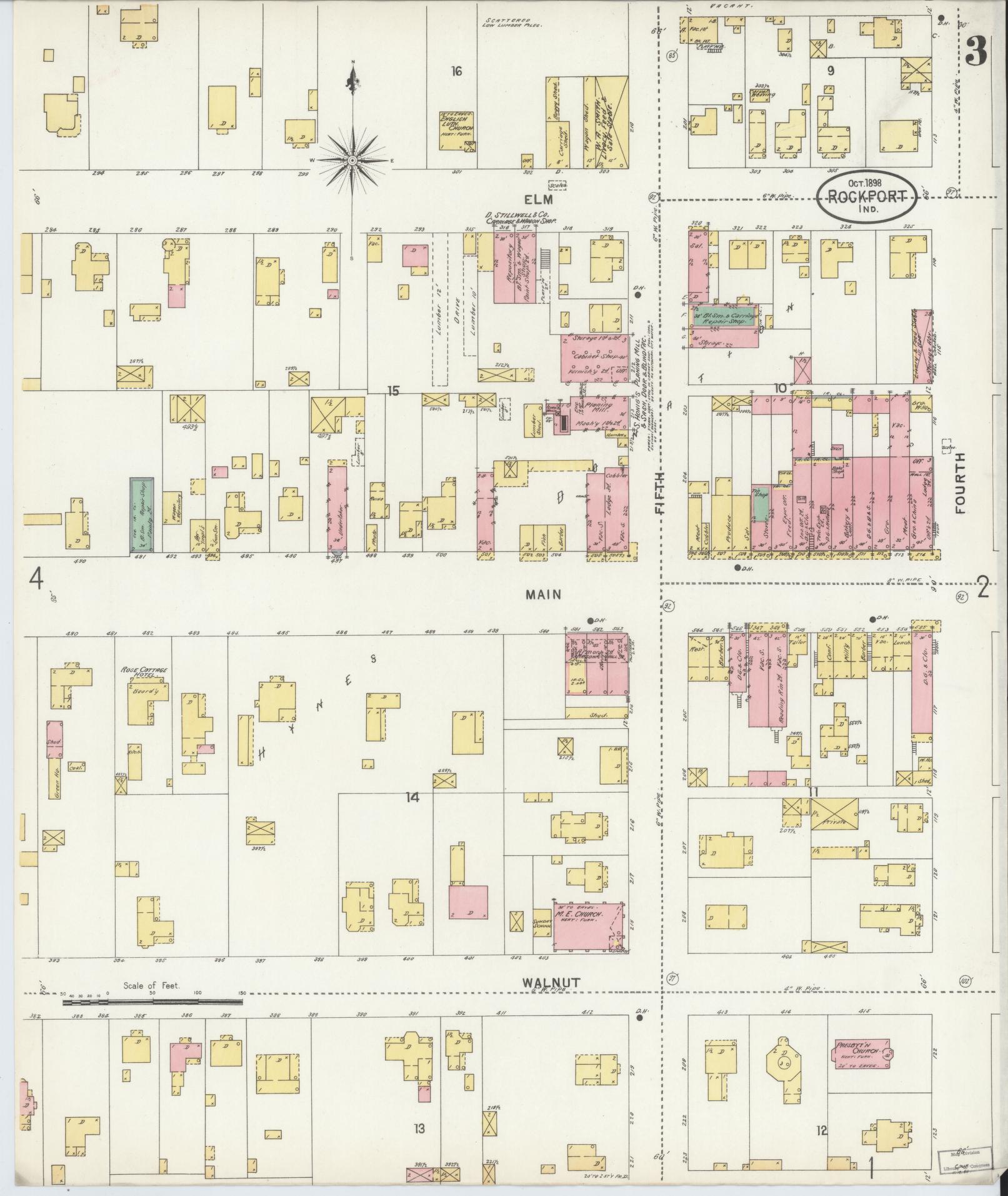 Sanborn Fire Insurance Map from Rockport, Spencer County, Indiana (1898), Sheet #0003 - Complete Map Set gallery image, historic Sanborn map, vintage wall art, Indiana Indiana