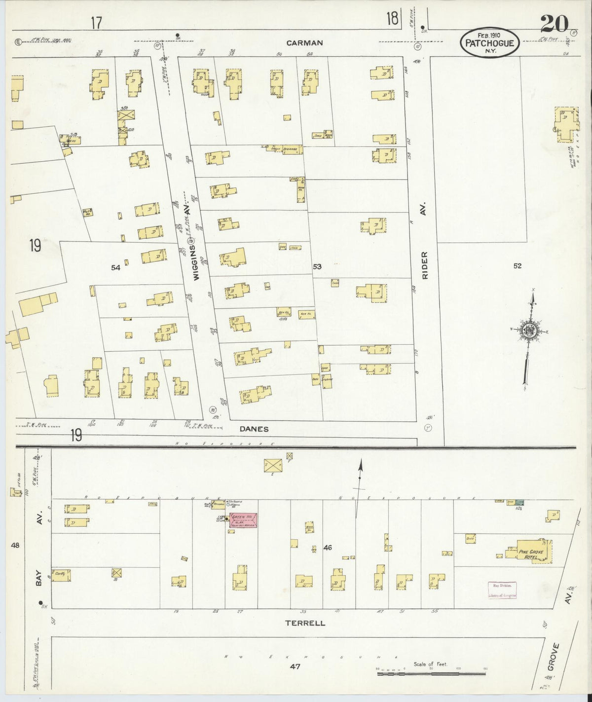 Sanborn Fire Insurance Map from Patchogue, Suffolk County, New York (1910), Sheet #0020 - Complete Map Set gallery image, historic Sanborn map, vintage wall art, New York New York