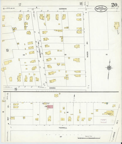 Sanborn Fire Insurance Map from Patchogue, Suffolk County, New York (1910), Sheet #0020 - Complete Map Set gallery image, historic Sanborn map, vintage wall art, New York New York