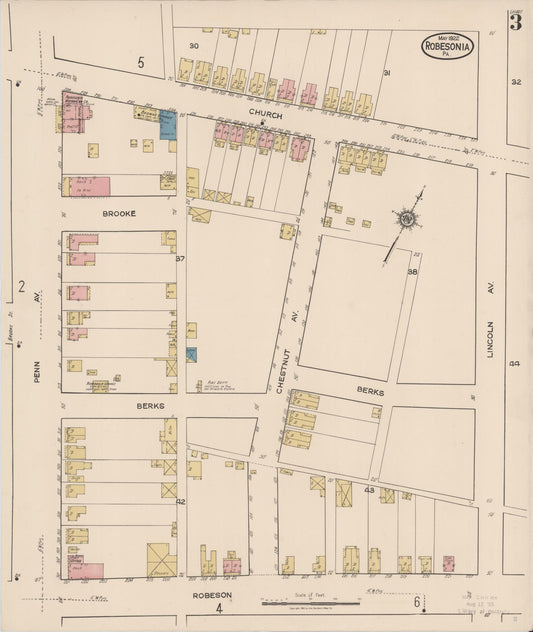 Sanborn Fire Insurance Map from Robesonia, Berks County, Pennsylvania (1922), Sheet #0003 - Historic Sanborn Fire Insurance Map Print, vintage old map wall art, antique decor, genealogy gift, Pennsylvania Pennsylvania map