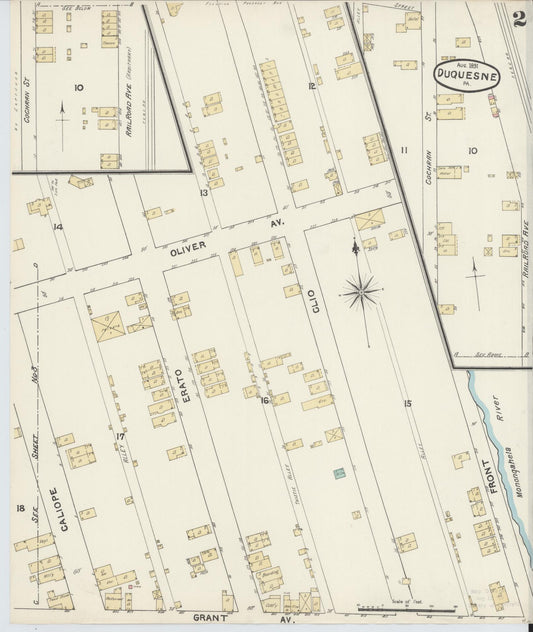Sanborn Fire Insurance Map from Duquesne, Allegheny County, Pennsylvania (1891), Sheet #0002 - Historic Sanborn Fire Insurance Map Print, vintage old map wall art, antique decor, genealogy gift, Pennsylvania Pennsylvania map