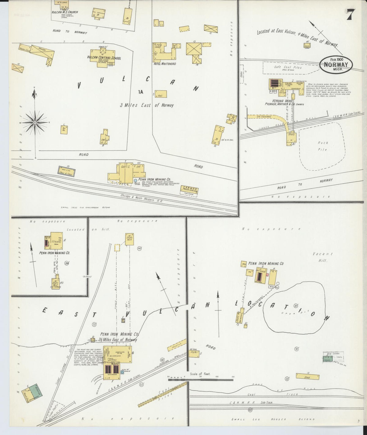 Sanborn Fire Insurance Map from Norway, Dickinson County, Michigan (1900), Sheet #0007 - Historic Sanborn Fire Insurance Map Print, vintage old map wall art, antique decor, genealogy gift, Michigan Michigan map