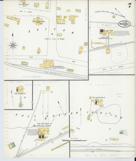 Sanborn Fire Insurance Map from Norway, Dickinson County, Michigan (1900), Sheet #0007 - Historic Sanborn Fire Insurance Map Print, vintage old map wall art, antique decor, genealogy gift, Michigan Michigan map