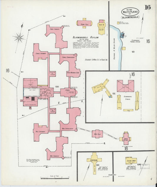 Sanborn Fire Insurance Map from White Plains, Westchester County, New York (1900), Sheet #0016 - Historic Sanborn Fire Insurance Map Print, vintage old map wall art, antique decor, genealogy gift, New York New York map