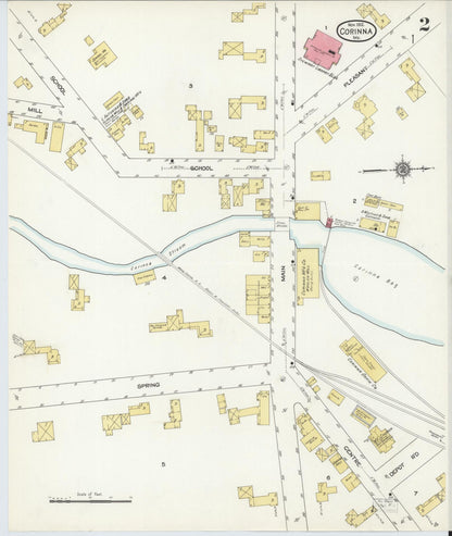 Sanborn Fire Insurance Map from Corinna, Penobscot County, Maine (1912), Sheet #0002 - Complete Map Set gallery image, historic Sanborn map, vintage wall art, Maine Maine