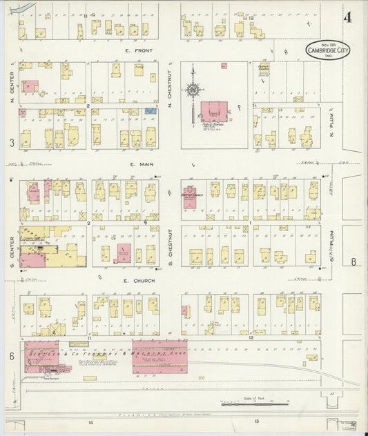 Sanborn Fire Insurance Map from Cambridge City, Wayne County, Indiana (1913), Sheet #0004 - Historic Sanborn Fire Insurance Map Print, vintage old map wall art, antique decor, genealogy gift, Indiana Indiana map