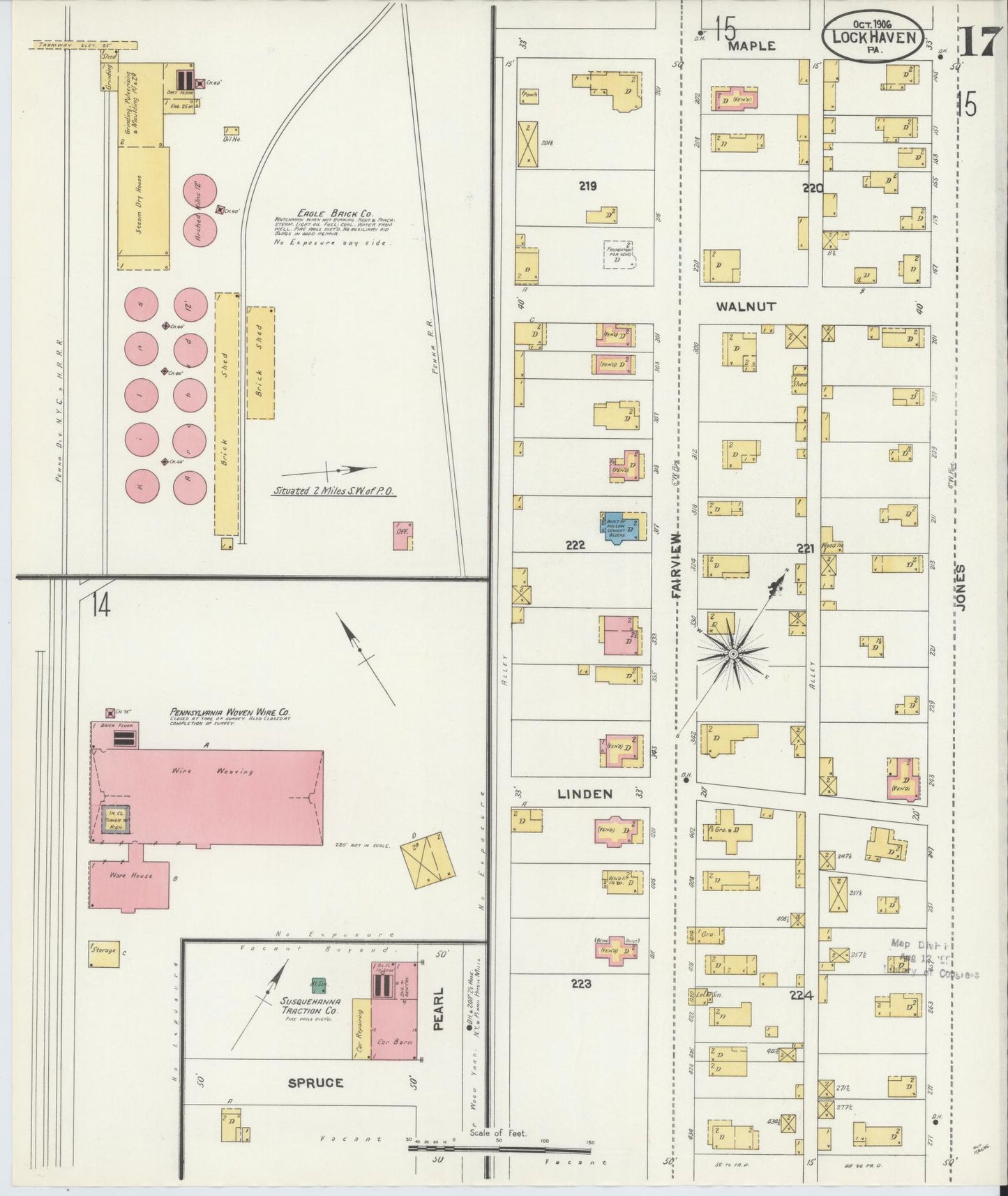 Sanborn Fire Insurance Map from Lock Haven, Clinton County, Pennsylvania (1906), Sheet #0017 - Complete Map Set gallery image, historic Sanborn map, vintage wall art, Pennsylvania Pennsylvania