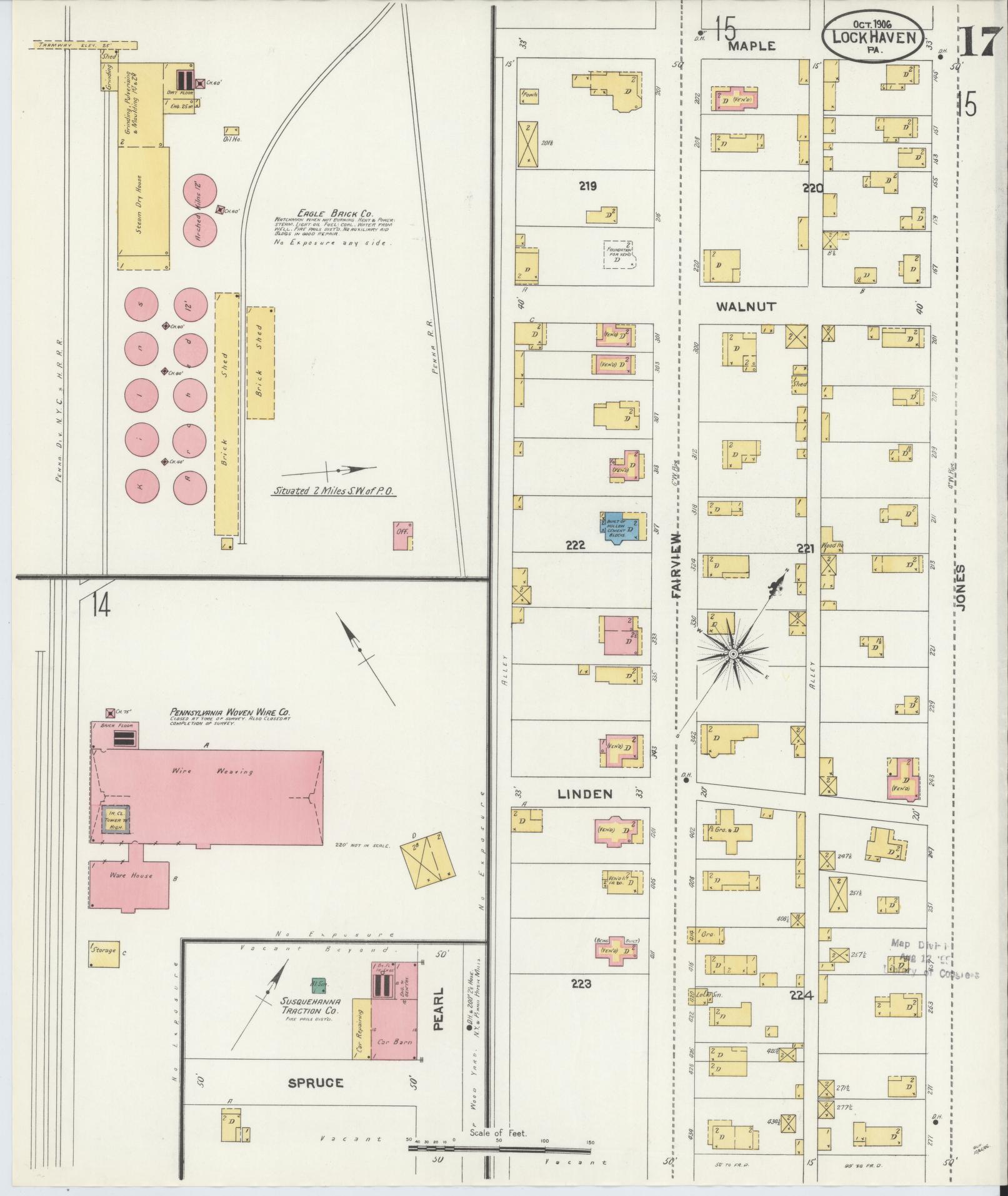 Sanborn Fire Insurance Map from Lock Haven, Clinton County, Pennsylvania (1906), Sheet #0017 - Complete Map Set gallery image, historic Sanborn map, vintage wall art, Pennsylvania Pennsylvania