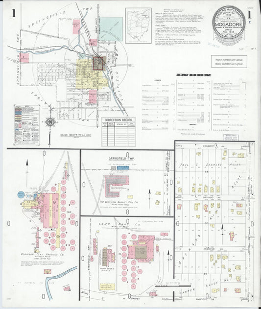 Sanborn Fire Insurance Map from Mogadore, Summit And Portage Counties, Ohio (1948), Sheet #0001 - Complete Map Set gallery image, historic Sanborn map, vintage wall art, Ohio Ohio