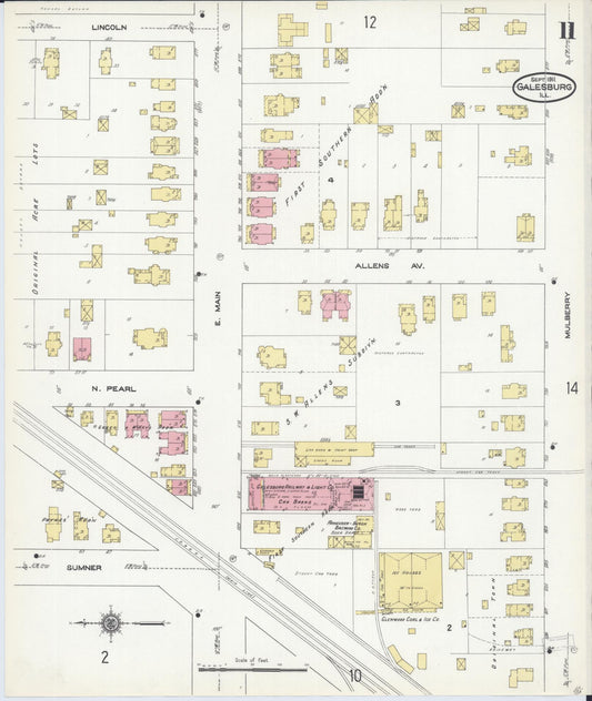 Sanborn Fire Insurance Map from Galesburg, Knox County, Illinois (1911), Sheet #0011 - Historic Sanborn Fire Insurance Map Print, vintage old map wall art, antique decor, genealogy gift, Illinois Illinois map