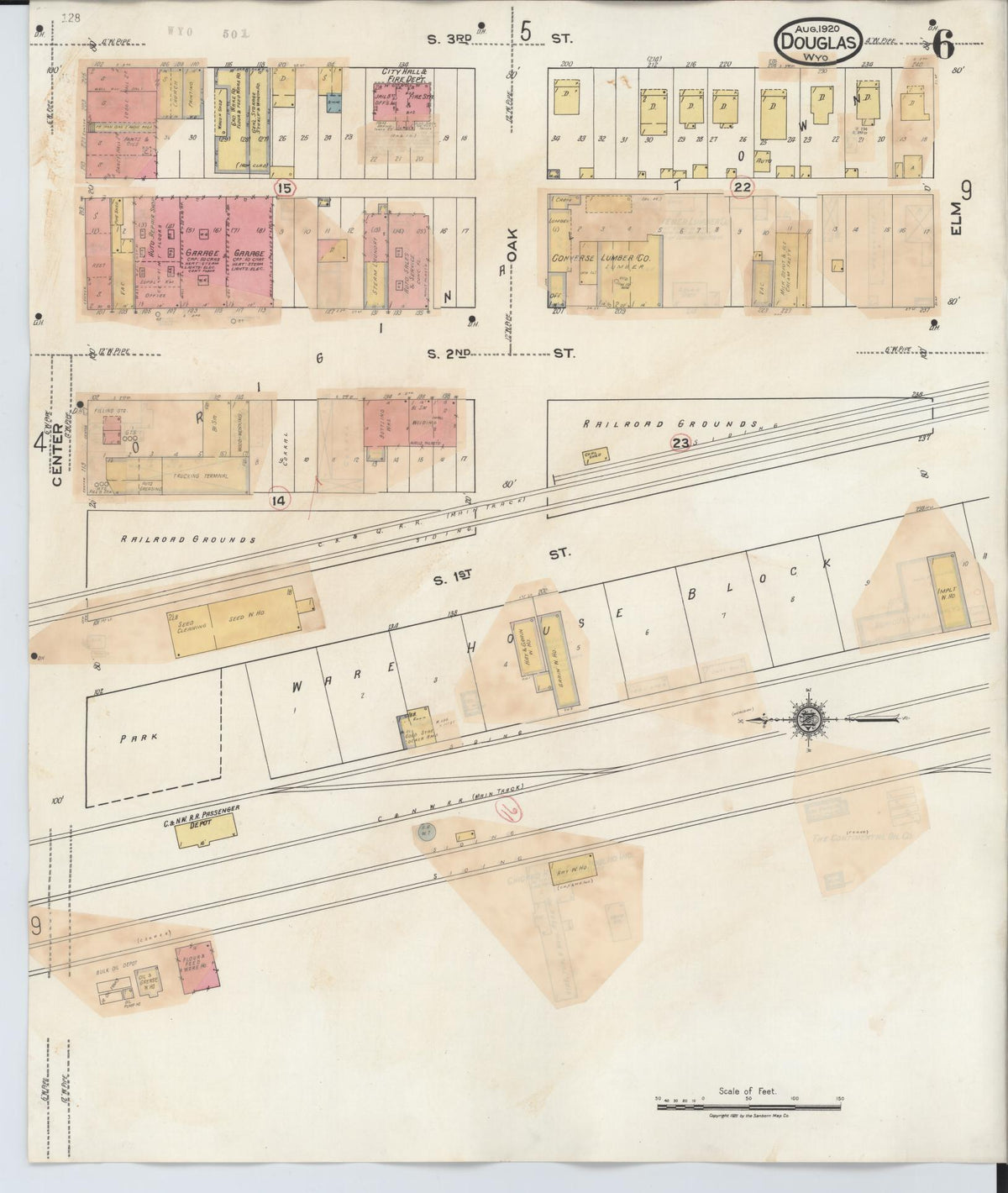 Sanborn Fire Insurance Map from Douglas, Converse County, Wyoming (1944), Sheet #0006 - Complete Map Set gallery image, historic Sanborn map, vintage wall art, Wyoming Wyoming