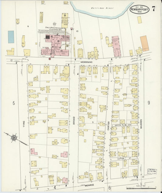 Sanborn Fire Insurance Map from Newburyport, Essex County, Massachusetts (1914), Sheet #0007 - Historic Sanborn Fire Insurance Map Print, vintage old map wall art, antique decor, genealogy gift, Massachusetts Massachusetts map