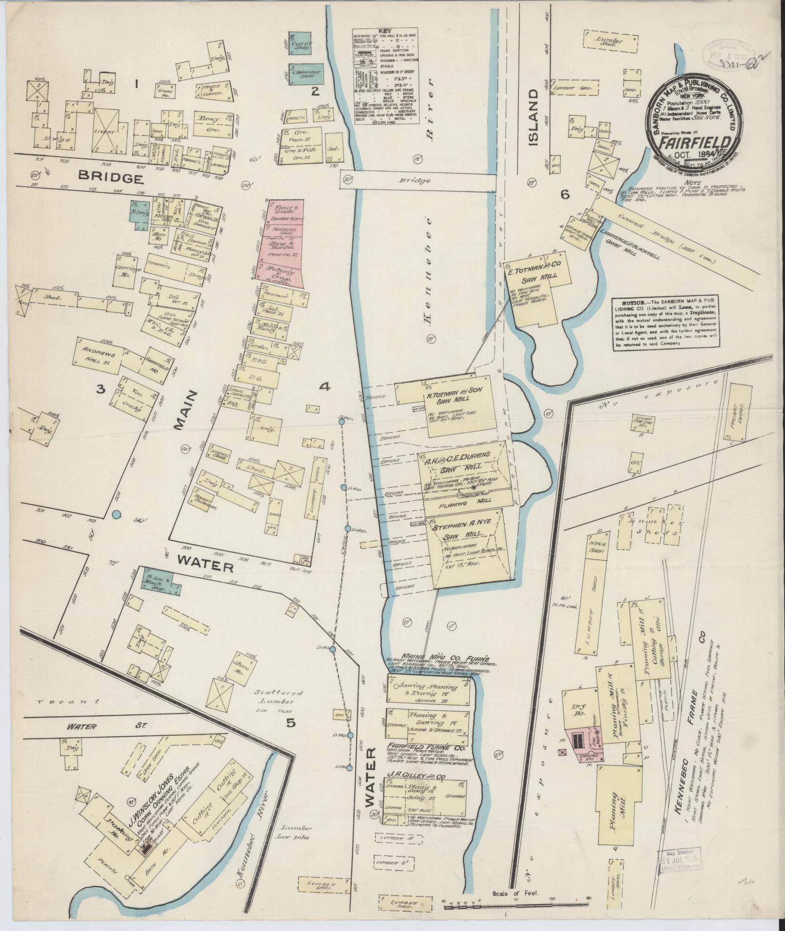 Sanborn Fire Insurance Map from Fairfield, Somerset County, Maine. (1884) – Historic Sanborn Fire Insurance Map Print
