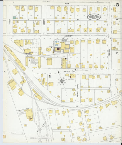 Sanborn Fire Insurance Map from Woodsfield, Monroe County, Ohio (1905), Sheet #0005 - Complete Map Set gallery image, historic Sanborn map, vintage wall art, Ohio Ohio