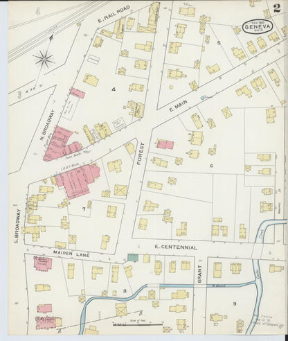 Sanborn Fire Insurance Map from Geneva, Ashtabula County, Ohio (1893), Sheet #0002 - Historic Sanborn Fire Insurance Map Print, vintage old map wall art, antique decor, genealogy gift, Ohio Ohio map