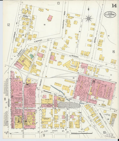 Sanborn Fire Insurance Map from East Liverpool, Columbiana County, Ohio (1903), Sheet #0014 - Historic Sanborn Fire Insurance Map Print, vintage old map wall art, antique decor, genealogy gift, Ohio Ohio map
