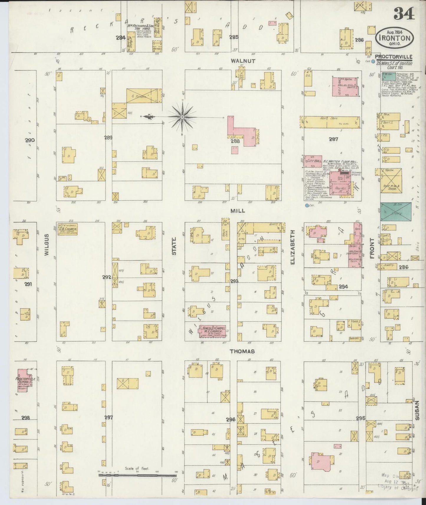 Sanborn Fire Insurance Map from Ironton, Lawrence County, Ohio (1904), Sheet #0034 - Historic Sanborn Fire Insurance Map Print, vintage old map wall art, antique decor, genealogy gift, Ohio Ohio map