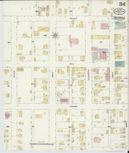 Sanborn Fire Insurance Map from Ironton, Lawrence County, Ohio (1904), Sheet #0034 - Historic Sanborn Fire Insurance Map Print, vintage old map wall art, antique decor, genealogy gift, Ohio Ohio map