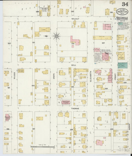 Sanborn Fire Insurance Map from Ironton, Lawrence County, Ohio (1904), Sheet #0034 - Historic Sanborn Fire Insurance Map Print, vintage old map wall art, antique decor, genealogy gift, Ohio Ohio map