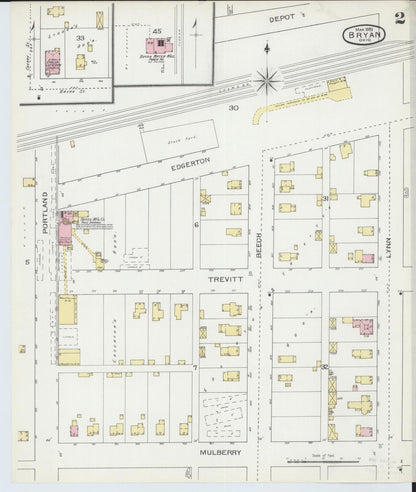 Sanborn Fire Insurance Map from Bryan, Williams County, Ohio (1893), Sheet #0002 - Historic Sanborn Fire Insurance Map Print, vintage old map wall art, antique decor, genealogy gift, Ohio Ohio map
