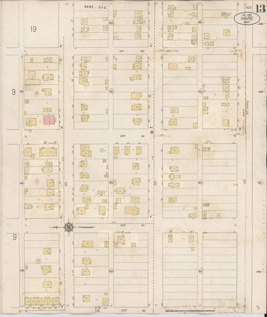 Sanborn Fire Insurance Map from Havre, Hill County, Montana (1943), Sheet #0013 - Historic Sanborn Fire Insurance Map Print, vintage old map wall art, antique decor, genealogy gift, Montana Montana map
