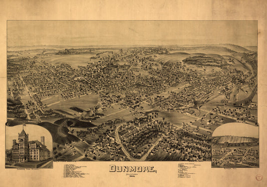 Dunmore, Pennsylvania (1892) – Historic Bird’s-Eye View Panorama Print