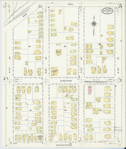 Sanborn Fire Insurance Map from Olean, Cattaraugus County, New York (1909), Sheet #0005 - Complete Map Set gallery image, historic Sanborn map, vintage wall art, New York New York