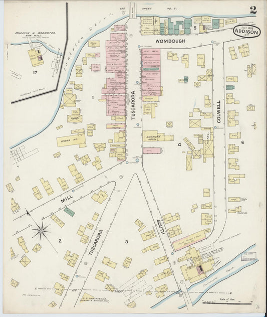 Sanborn Fire Insurance Map from Addison, Steuben County, New York (1888), Sheet #0002 - Historic Sanborn Fire Insurance Map Print, vintage old map wall art, antique decor, genealogy gift, New York New York map