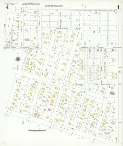 Sanborn Fire Insurance Map from Pryor Creek, Mayes County, Oklahoma (1943), Sheet #0004 - Complete Map Set gallery image, historic Sanborn map, vintage wall art, Oklahoma Oklahoma