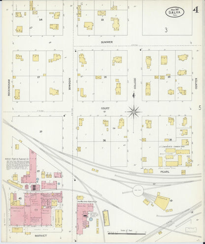 Sanborn Fire Insurance Map from Galva, Henry County, Illinois (1907), Sheet #0004 - Historic Sanborn Fire Insurance Map Print, vintage old map wall art, antique decor, genealogy gift, Illinois Illinois map