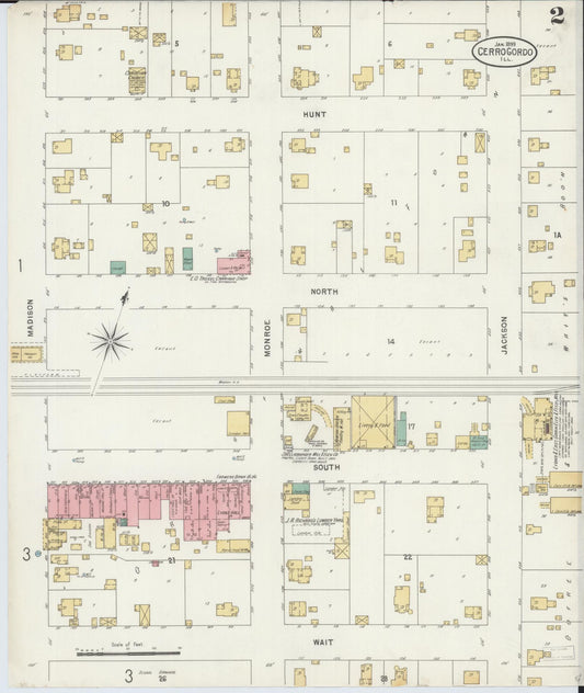 Sanborn Fire Insurance Map from Cerro Gordo, Piatt County, Illinois (1899), Sheet #0002 - Historic Sanborn Fire Insurance Map Print, vintage old map wall art, antique decor, genealogy gift, Illinois Illinois map