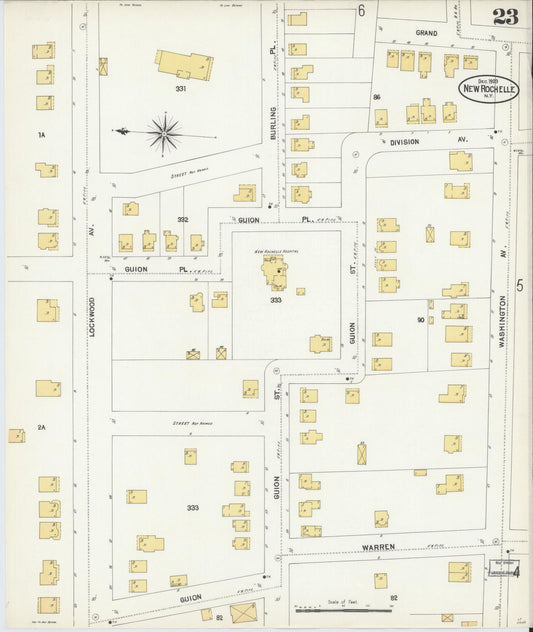 Sanborn Fire Insurance Map from New Rochelle, Westchester County, New York (1903), Sheet #0023 - Historic Sanborn Fire Insurance Map Print, vintage old map wall art, antique decor, genealogy gift, New York New York map