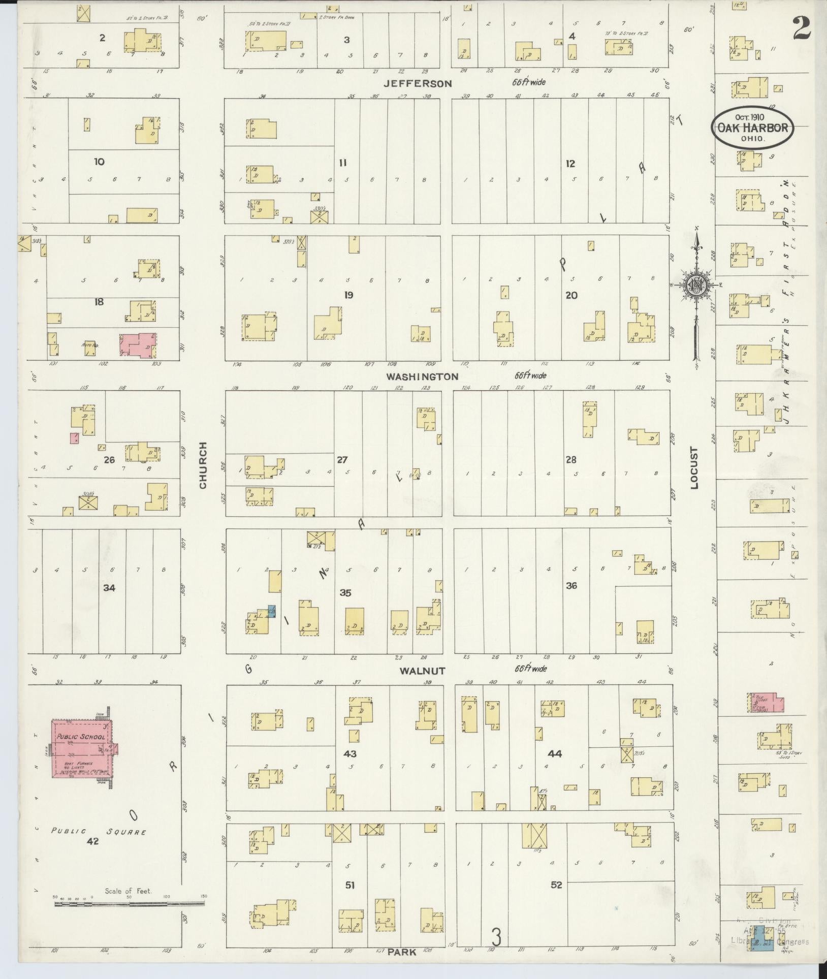 Sanborn Fire Insurance Map from Oak Harbor, Ottawa County, Ohio (1910), Sheet #0002 - Historic Sanborn Fire Insurance Map Print, vintage old map wall art, antique decor, genealogy gift, Ohio Ohio map